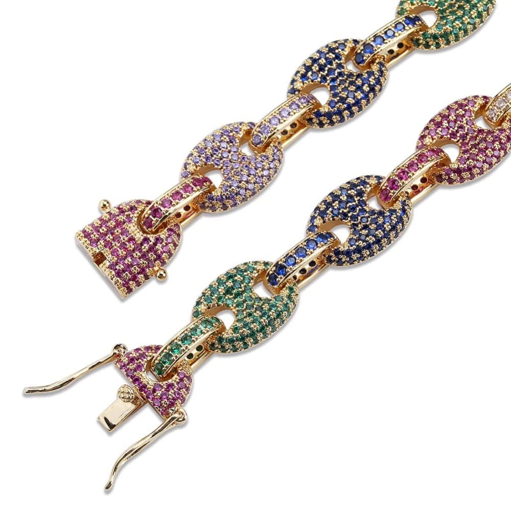 Pave Rainbow Gucci Link Bracelet - The Gold Supply