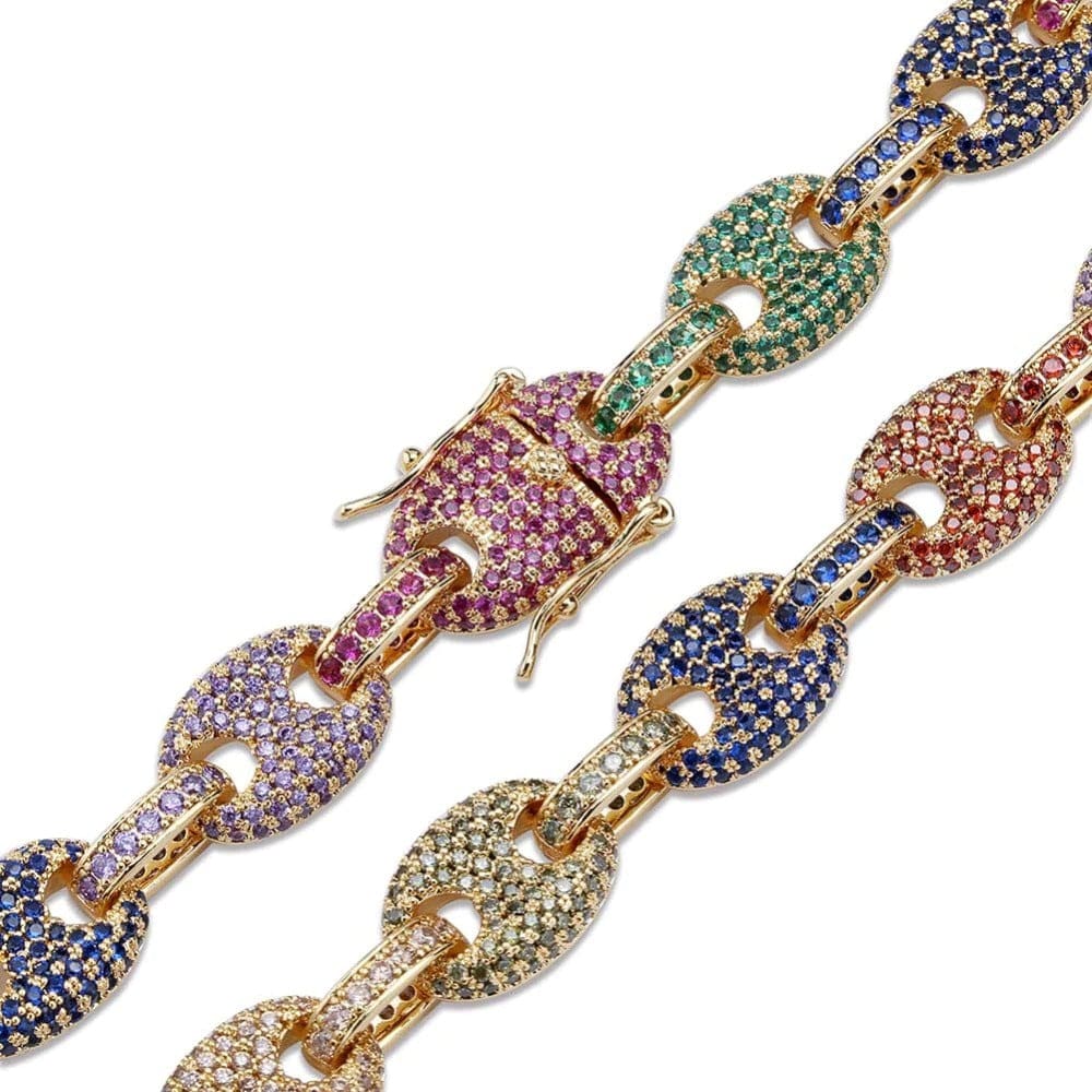 Pave Rainbow Gucci Link Bracelet - The Gold Supply