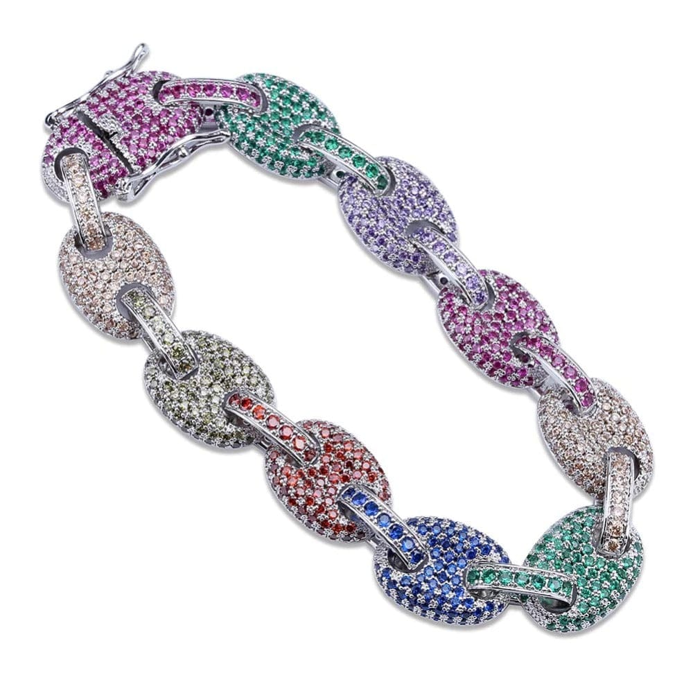Pave Rainbow Gucci Link Bracelet - The Gold Supply