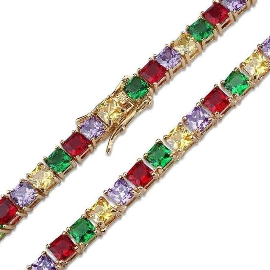 Rainbow Princess Cut Tennis Bracelet – The Gold Supply