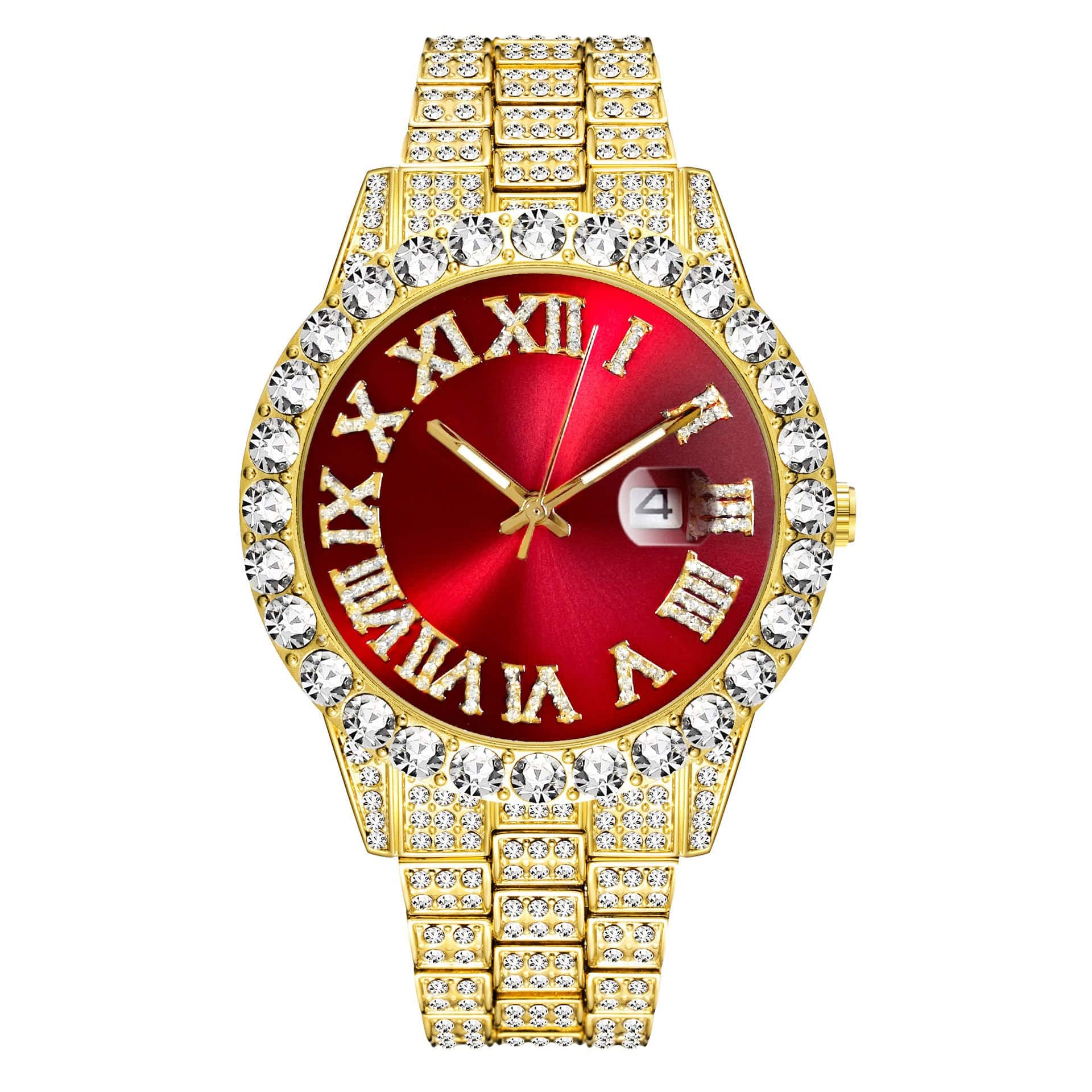 Gold / Red Roman Numeral Watch - The Gold Supply